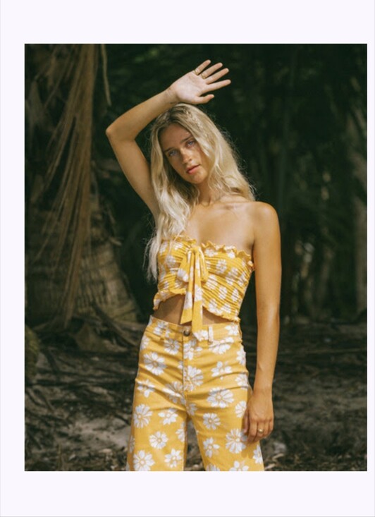 Billabong Tops - Billabong So Extra Crop Top Orange Peel Smocked Top - Size S